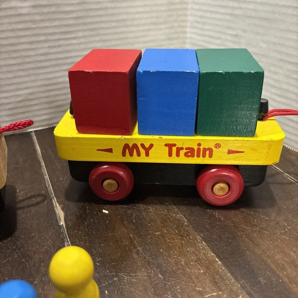 VTG‎ 90s Montgomery Schoolhouse Inc My Train Wooden Train Set USA Made